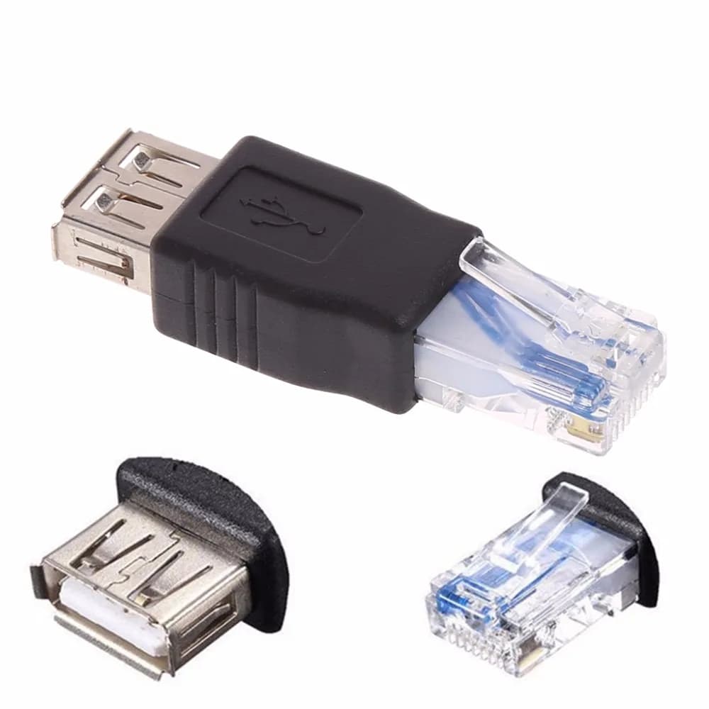2 pz/lotto USB Tipo A Femmina A RJ45 Maschio Ethernet LAN Router di Rete Presa Adattatore di Spina