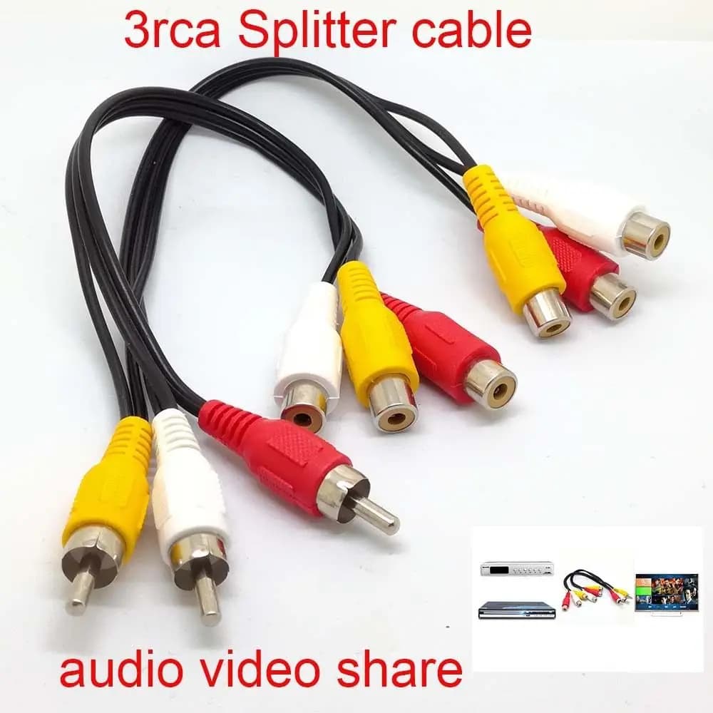 3RCA Maschio Martinetti per 6RCA Female Plug Splitter Audio Video AV TV Cavo Adattatore DVD nuovo