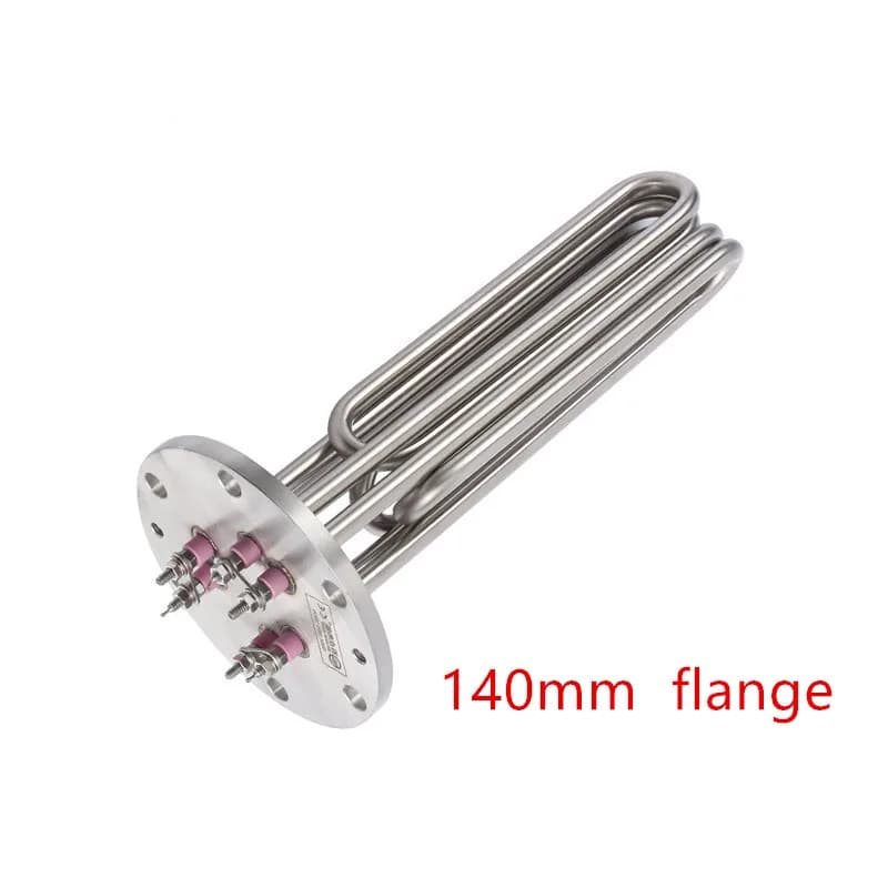 140mm SUS flangia 12KW/18KW/24KW elemento riscaldante per caldaia a vapore, tubo di riscaldamento elettrico a testa tonda da 5-1/2 "per l'industria dell'abbigliamento