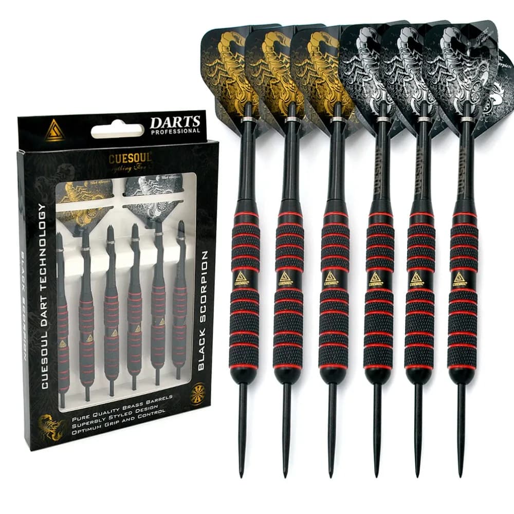 CUESOUL Rosso 20g/22g/24g Acciaio Tip Nero Rivestito In Ottone Dart Set-confezione da 6 Pz