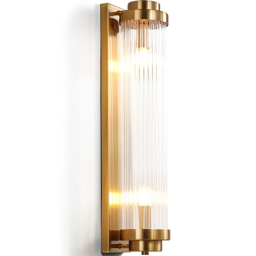 Lampade da parete a strisce di cristallo di lusso europee Lampade da parete per camera da letto Comodino Sconce E14 Fari moderni per specchio da bagno per soggiorno