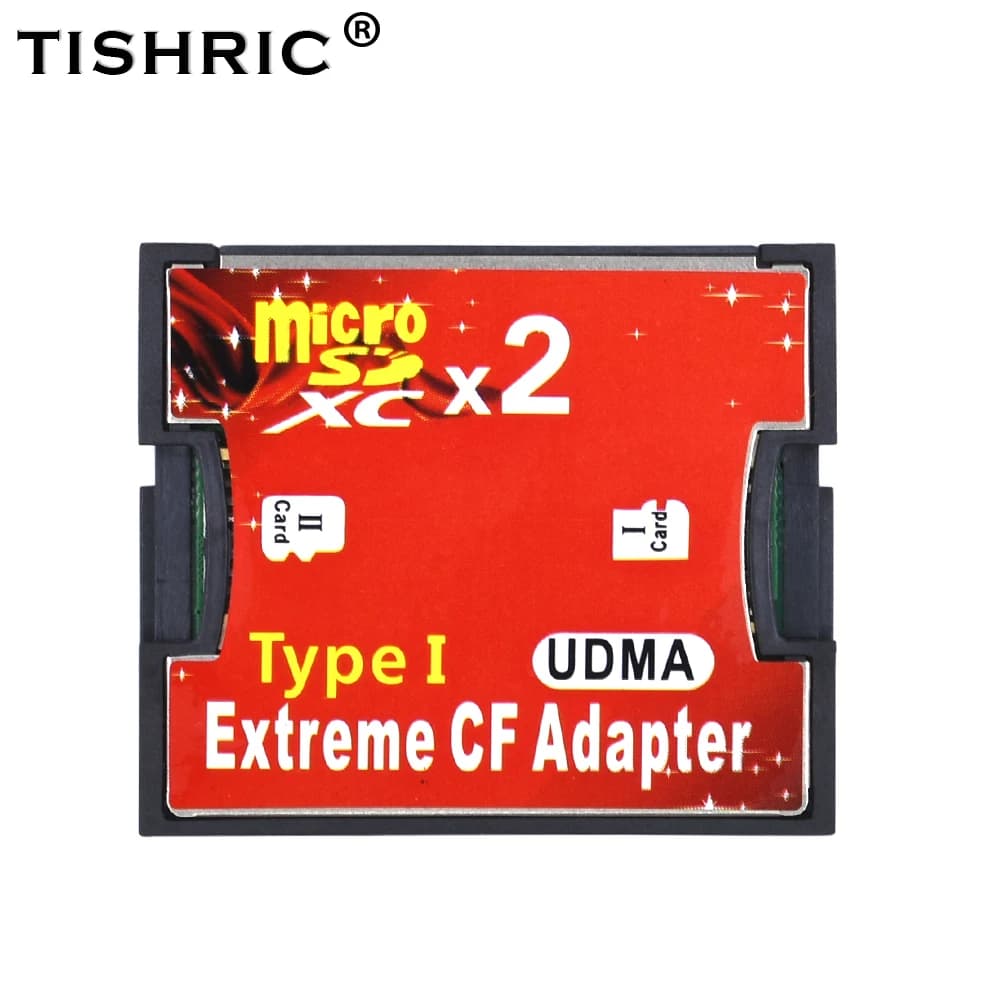 Adattatore adattatore da Micro SD TF a CF a due porte TISHRIC per convertitore lettore di schede di memoria da MicroSD HC a Compact Flash Type I