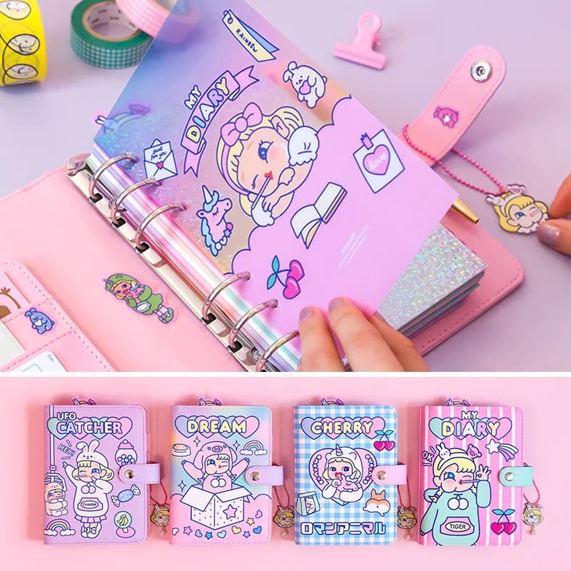 Corea Ins Wind PU taccuino diario piano fai da te ragazza carina cuore A6 agenda a fogli mobili pagine interne Multiple piano settimanale blocco Note