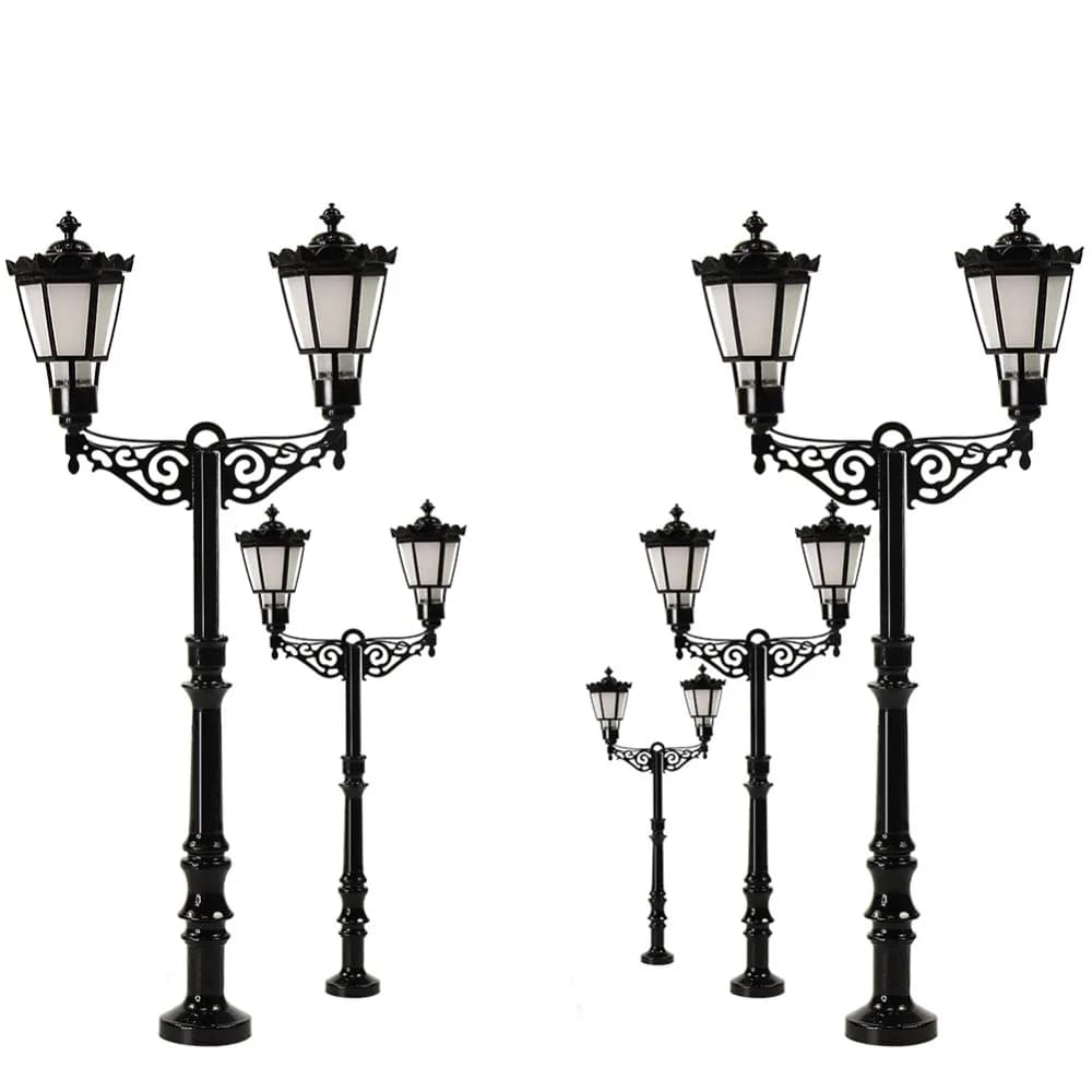 Evemodel 3 pz HO scala lampione due teste 87mm 1:87 lampioni modello treno ferroviario led LQS77HO