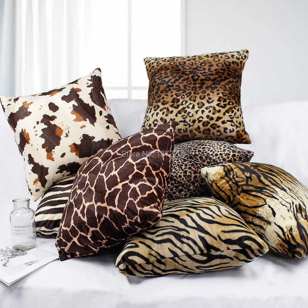 45x45 / 60x60cm short cushion cover with leopard print lining for decorative cushion for living room sofa bed