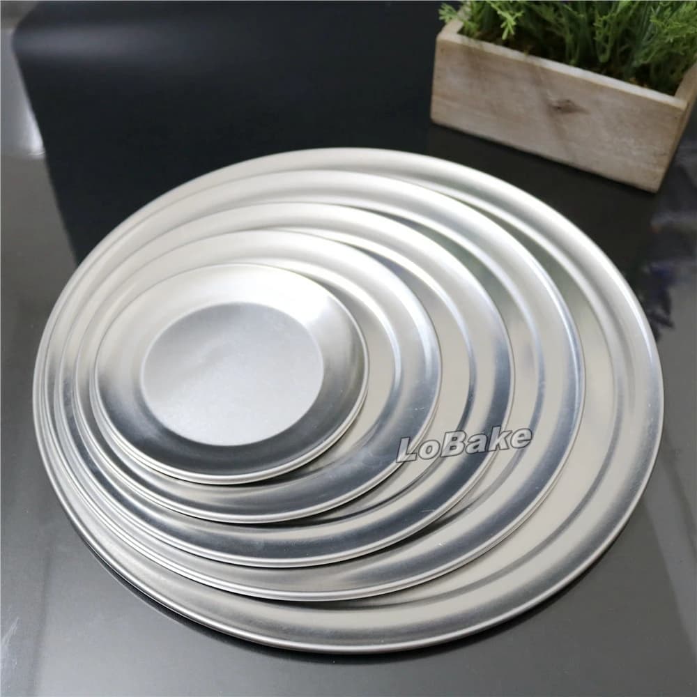 6, 8, 10, 12, 14 inches shallow pizza pan anodic aluminium alloy cake bakery holding tray for DIY kitchen bakeware