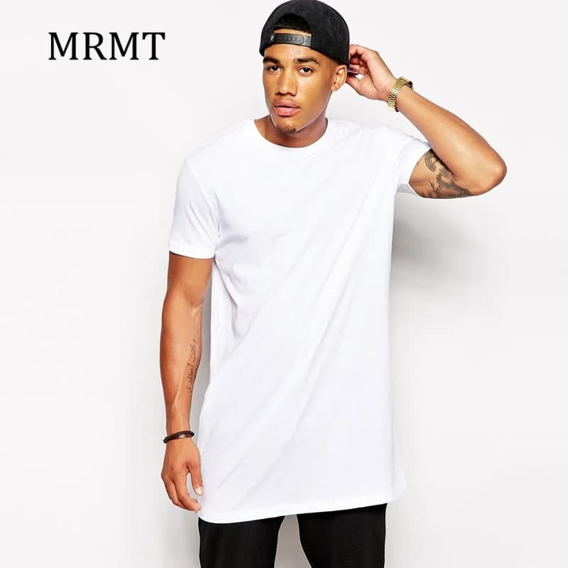 T-shirt da uomo casual bianca extra lunga 2026 MRMT, top hip hop, maglietta lunga da uomo