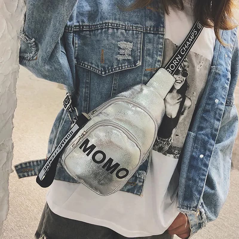 2024 Women's Waist Bag Pu Momo Printed Single Shoulder Shoulder Bag for Outdoor Sports Waist Beach Banana Hip Belt
