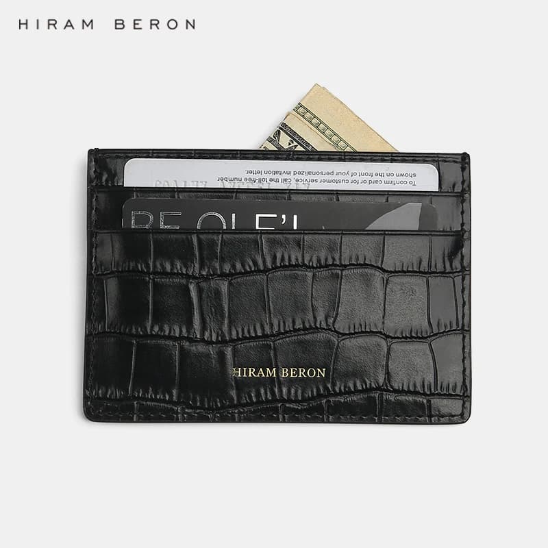 Hiram Beron personalizza il tuo porta carte di credito in vera pelle modello coccodrillo custodia a portafoglio compatta regalo per padre amico