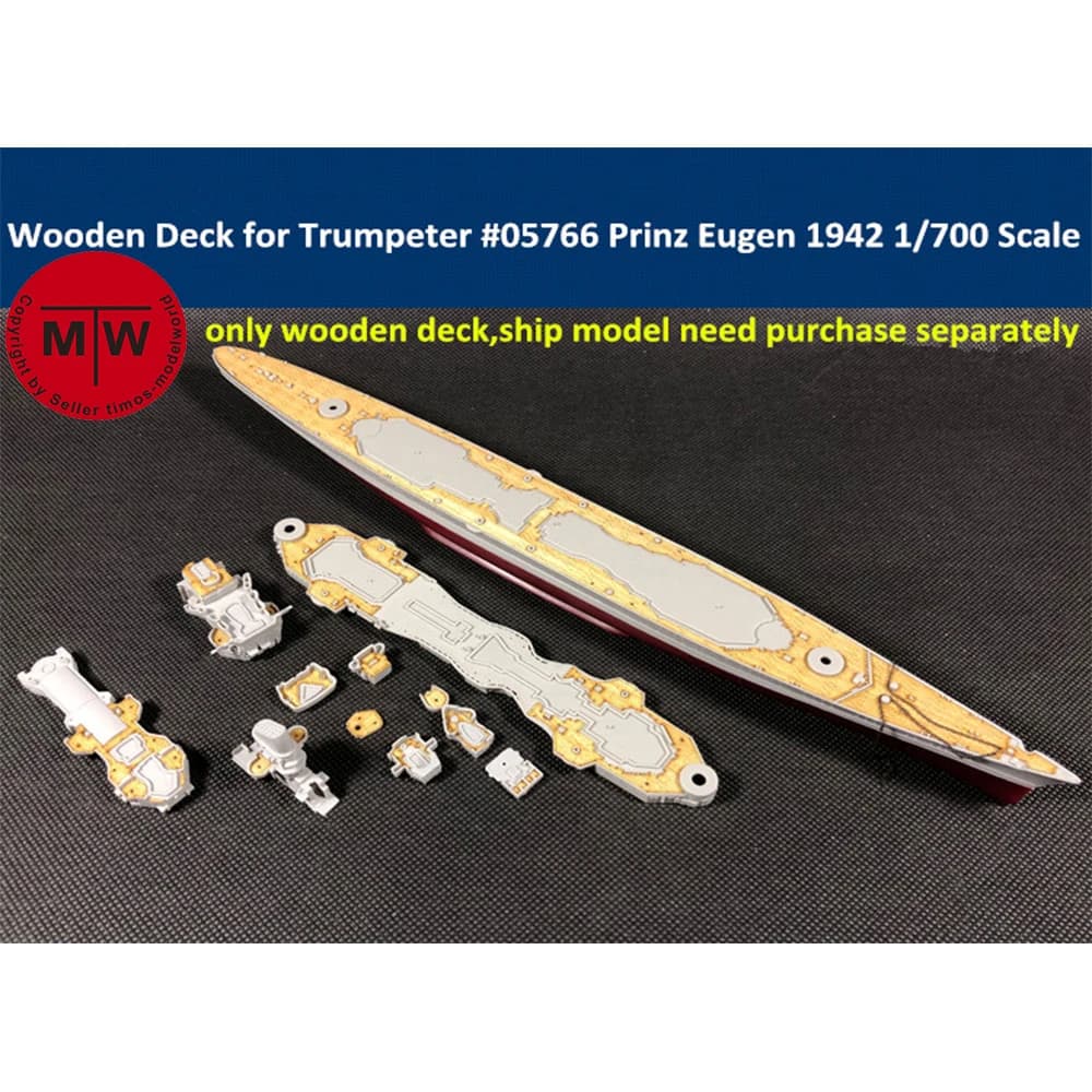 Ponte in legno in scala 1/700 per Trumpeter 05766 German Cruiser Prinz Eugen 1942 Kit modello di nave