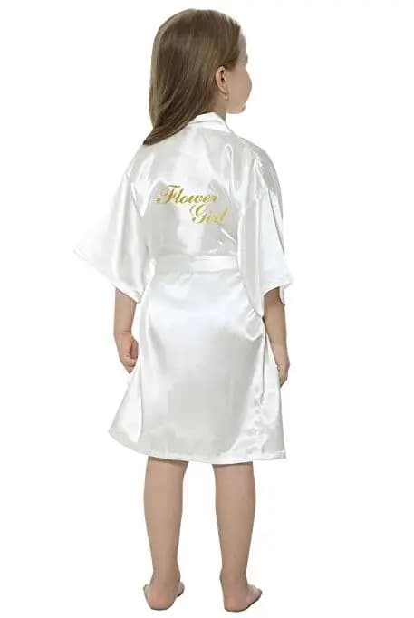 New solid girls stain silk robes flower girl kimono robes wedding brief bathrobes pajamas kids robe+belt nightdress hot sale