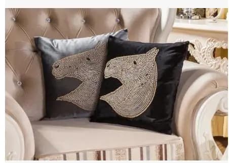 Fodera per cuscino cavallo vintage 45x45 con strass, federa per cuscino lombare per divano