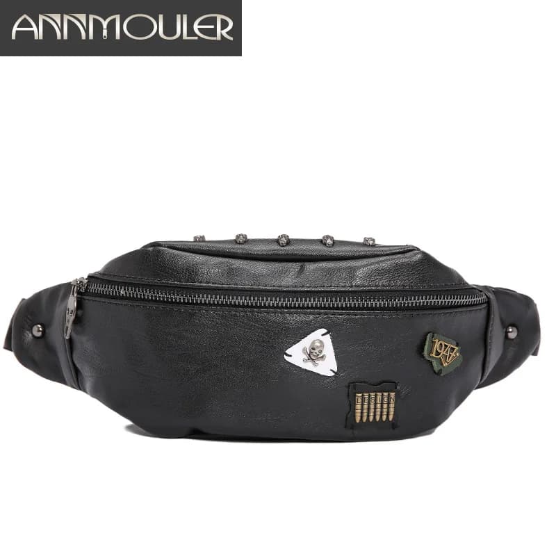 Annmouler Marsupio da uomo Marsupio da viaggio per telefono Borsa da cintura per donna Uomo Borsa da petto a tracolla moda in pelle PU Borse da fianchi unisex