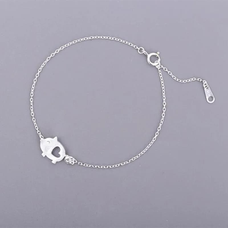 Braccialetti di gioielli in argento Sterling 925 fatti a mano creativi squisiti che disegnano piccoli braccialetti vuoti femminili adorabili di maiale carino
