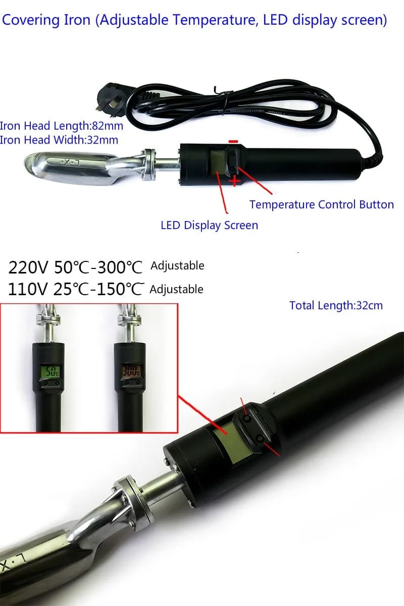 DW Hobby Electric Iron RC Iron for Temperature Control Rope Cover Tools for RC Iron with LED Screen for Balsawood Model