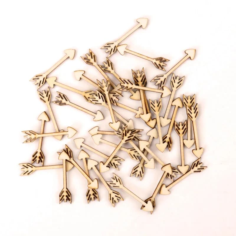 Artigianato in legno fatto a mano accessorio decorazione della casa scrapbooking Mix fai da te freccia in legno modello abbellimento 7x33mm 50 pezzi MZ286