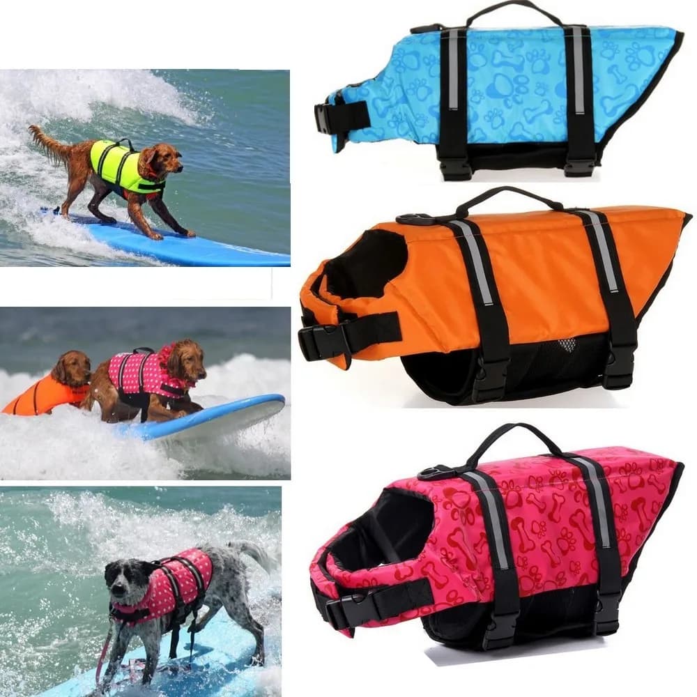 Giubbotto di salvataggio per cani da compagnia giubbotto di salvataggio per animali domestici stampato estivo abbigliamento di sicurezza per cani cani costumi da bagno animali domestici costume da bagno di sicurezza Chaleco Salvavidas