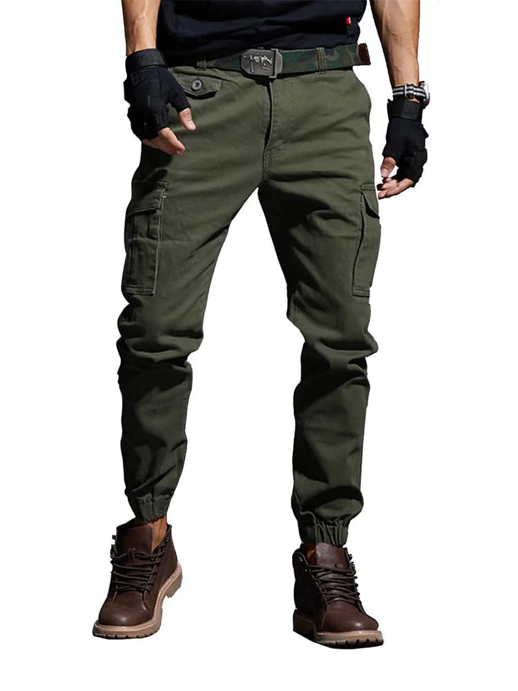 New men's pants Elastic foot close Skinny Pants Tactical military Men's Cargo Pants Multi-pocket Overalls (No Belt)