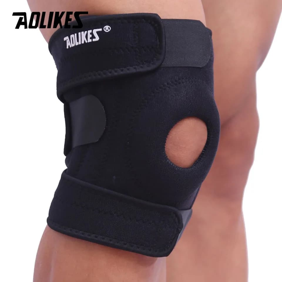 AOLIKES 1 PZ Regolabile Knee Elastic Support Brace Ginocchiera Rotula Ginocchiere Foro Ginocchiera Sport di Sicurezza Guard Strap Per L'esecuzione