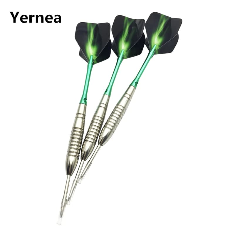 Yernea Nuovo Set di 3 Freccette Professionali in Acciaio da 22g, con Fusto in Alluminio Argento e Alette in Alluminio