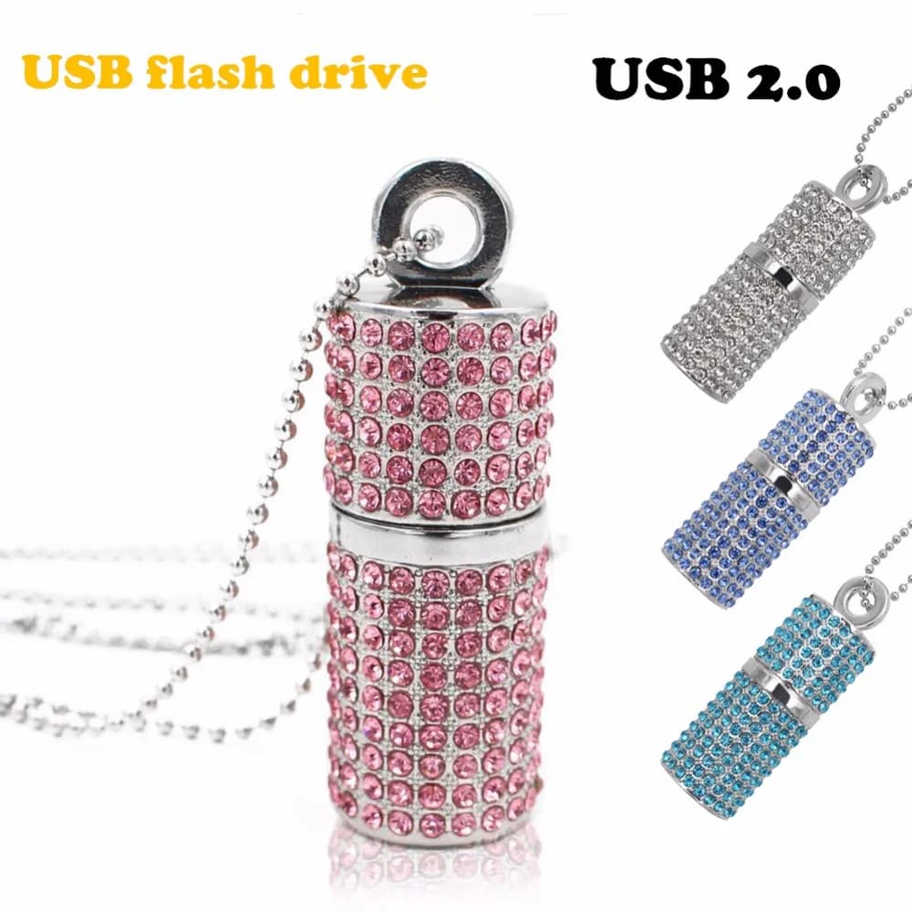Chiavetta USB TECHKEY фmavera 4G 8G 16G Pendrive 32G Pen Drive U Disco USB 2.0 unità Collana di memoria in cristallo di diamante irlandese Stick