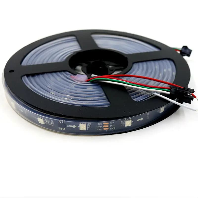 5M 30LED/m 12V WS2811 Luce di striscia LED digitale 5050 SMD RGB Pixel Nastro flessibile Luci TV Tubo in silicone impermeabile IP67 PCB NERO