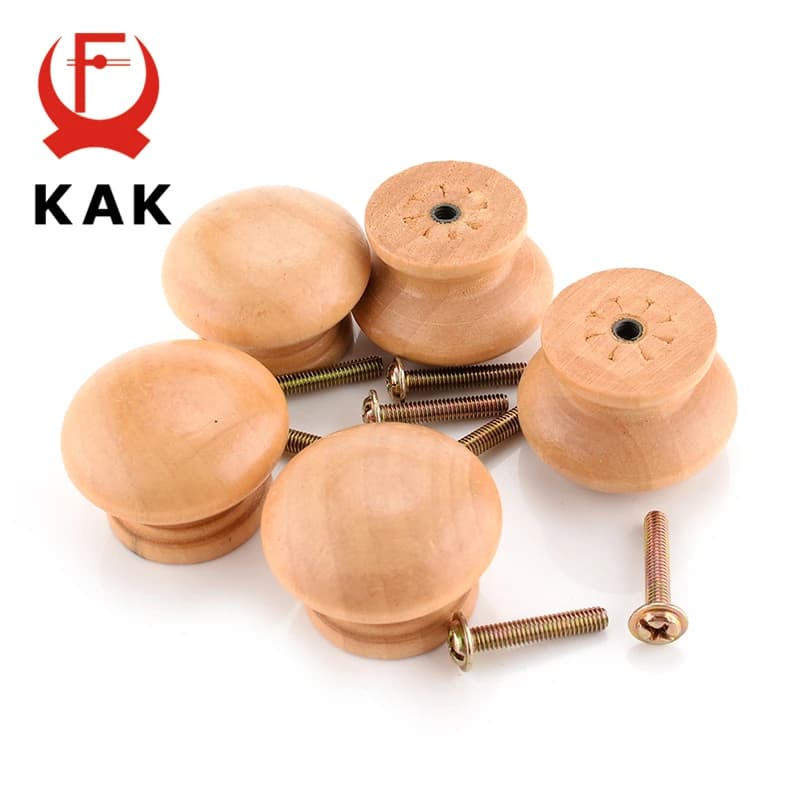 KAK 10 pz/lotto 3.6X2.6 CM di Grandi Dimensioni In Legno Naturale Dell'armadio del Cassetto Guardaroba Manopola Della Porta Tirare Maniglia Hardware Plain Circle Maniglia