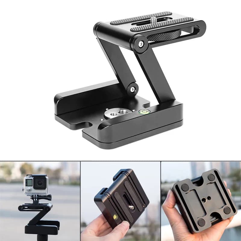 Z Flex Tilt Treppiede Testa Supporto per fotocamera Piastra pieghevole in plastica a sgancio rapido Supporto per stabilizzatore di livella a bolla per telefono con fotocamera