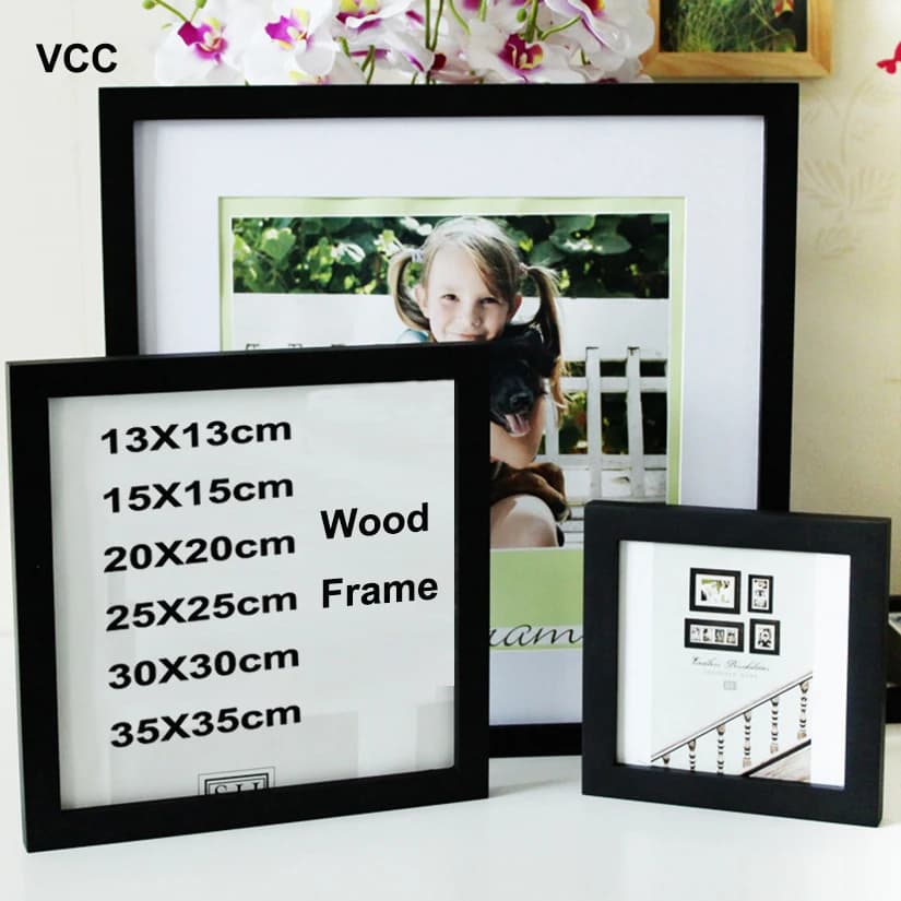 Classic In Legno Quadrato Cornice Foto Plexiglass Includono Cornici Poster Per La Parete Appeso Famiglia Regalo Cornice per Foto