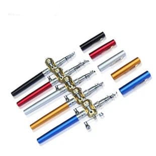 Tasca portatile a forma di penna per mini canna da pesca telescopica lucertola, canna da spinning per pesci in lega di alluminio con mulinello