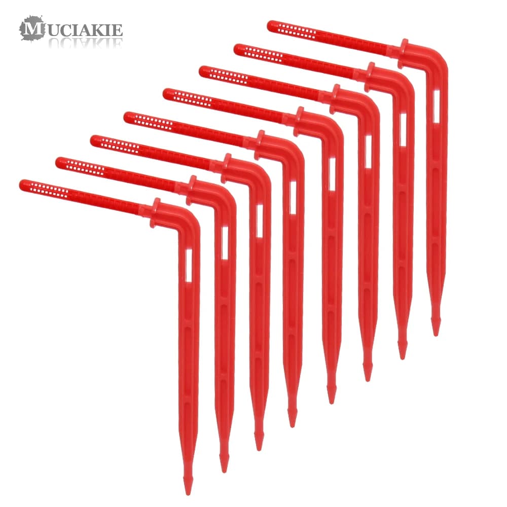 MUCIAKIE 50 PCS Red Gomito Gocciolatori Giardino di Irrigazione Micro Emettitore 3/5 m Freccia A Goccia 1/8 ''Acqua Gocciolatori goccia di Irrigazione