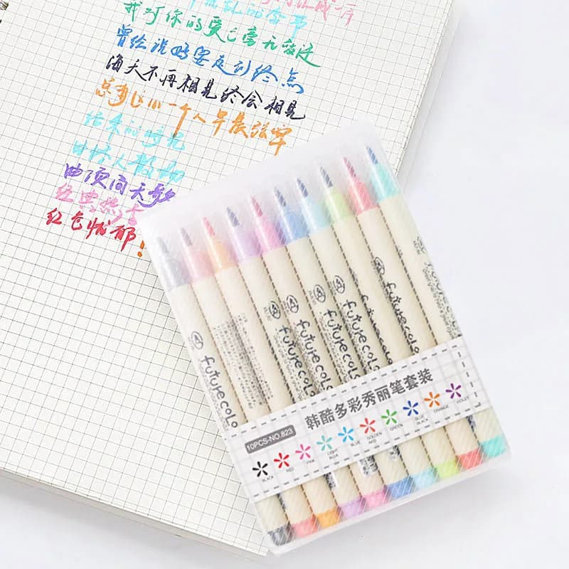 10 Colors/set New Future color Write Brush Pen Marker Pen Set For Calligraphy Drawing Gift Korean Stationery Art School Supplies