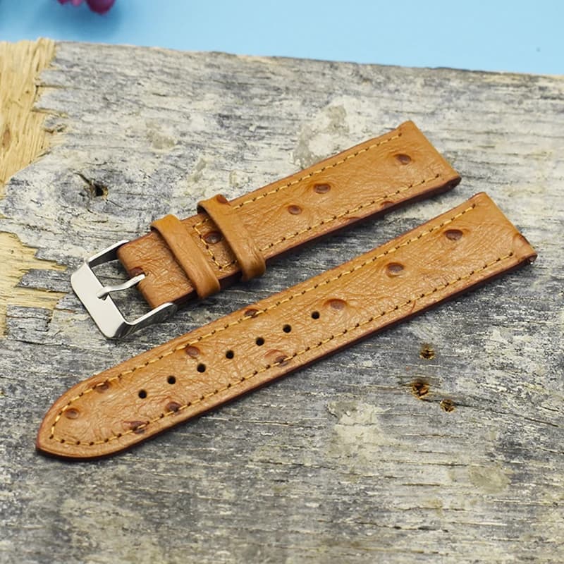 Cinturini per orologi in pelle con motivo struzzo fatti a mano 18mm 20mm 22mm 24mm Cinturino per orologio marrone chiaro Donna Uomo Cinturino da polso di ricambio a sgancio rapido