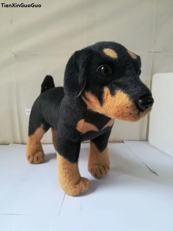 circa 32x38 cm in piedi Rottweiler cane peluche bambola morbida giocattolo regalo di compleanno w2945