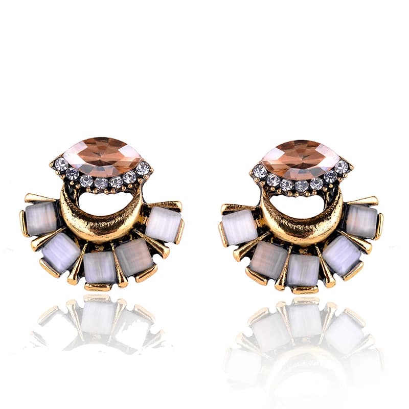 D'oro Della Lega del Metallo Luna Orecchini di Strass Decorazione Cat Eye Pietra Orecchini Dei Monili Delle Donne 2017 Nuovo Arrivo