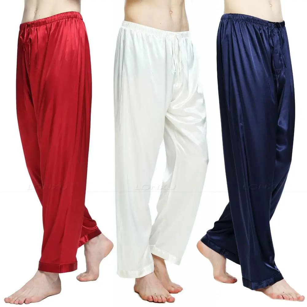 Pigiama da uomo in raso di seta Pigiama Pantaloni Pantaloni da salotto Pantaloni da notte P&p gratuito SML XL 2XL 3XL 4XL Plus