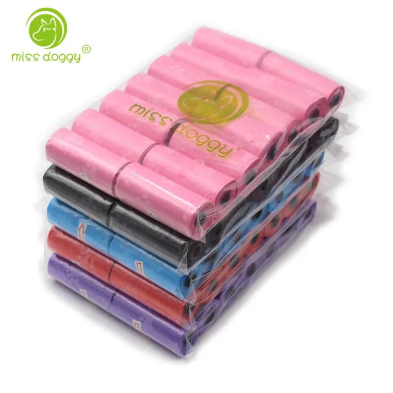 Paw Printed Dog Poop Bags, Clean Up Shit, Pet Waste Garbage Bags, Outdoor Carrier Holder, Dispenser Clean Pick Up Tools 14 Rolls