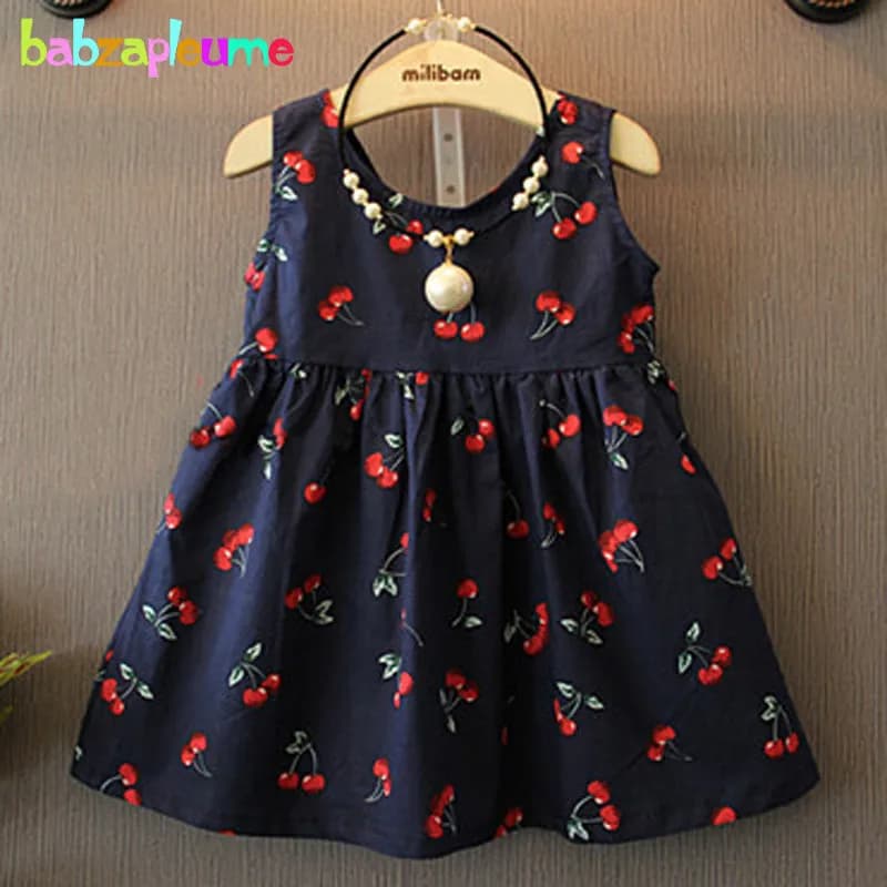2016 estate marca ragazze Costume per bambini neonate abiti per bambini carino stampa ciliegia senza maniche abbigliamento per bambini 0-7 anni BC1273