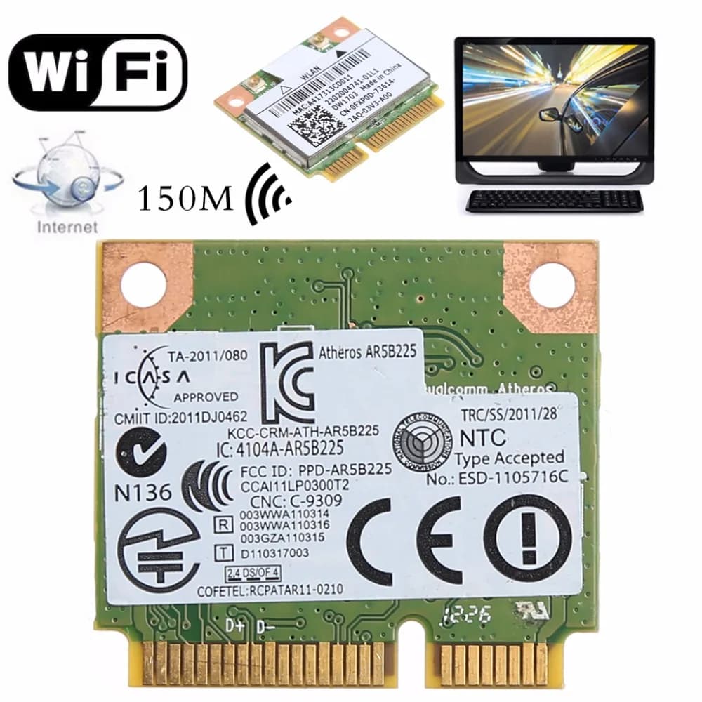 Bluetooth V4.0 Wifi Wireless Mini PCI-Express Card Per Atheros AR5B225 DELL DW1703 CN-0FXP0D