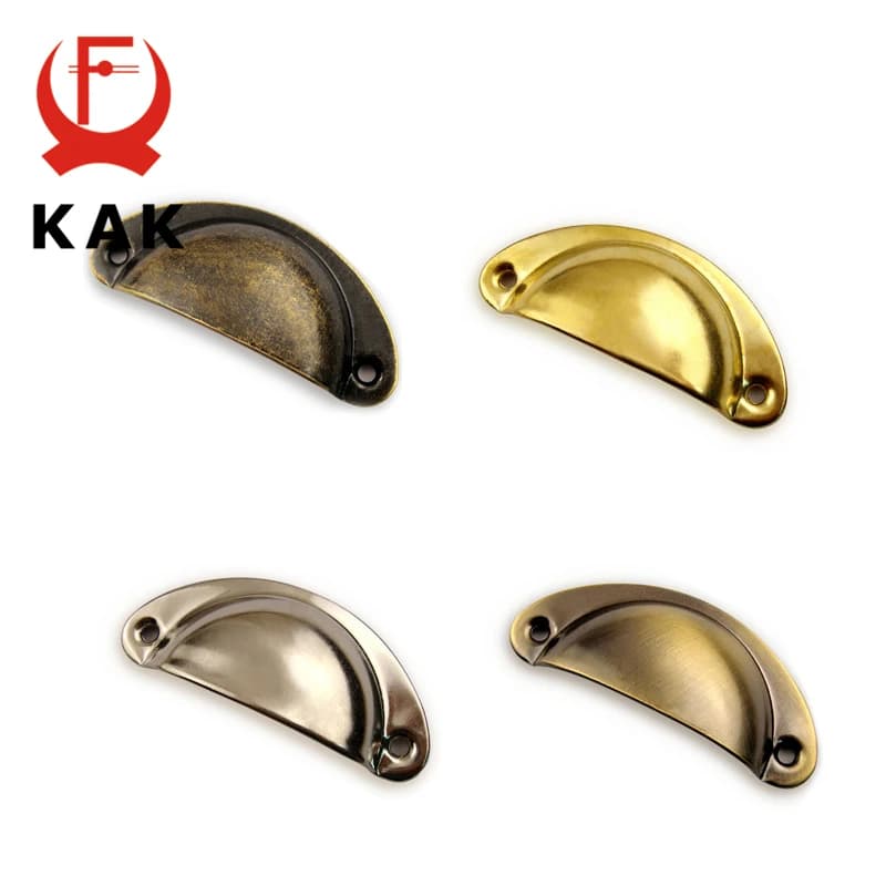KAK 8PCS Maniglie in metallo bronzo 50x20mm ZAKKA Box Tira Mini Manopole per cassetti Maniglia per armadio a conchiglia Maniglia per mobili in ottone antico