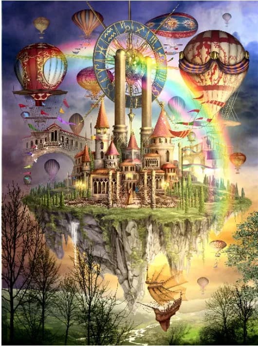 Arcobaleno Palloncino Castello Vista Artigianato Cucito 16CT 14CT Contati Ricamo Punto croce Per kit da ricamo Punto croce decorazione della parete
