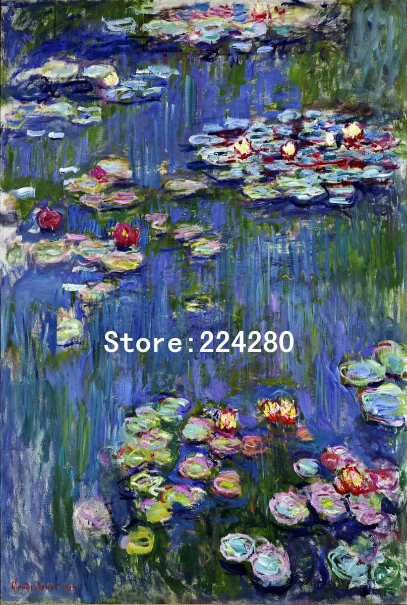 Giglio d'acqua Monet Fiore di loto pittura Ricamo 14CT Tela Non stampata Ricamo fatto a mano Kit punto croce Decorazioni per la casa fai da te
