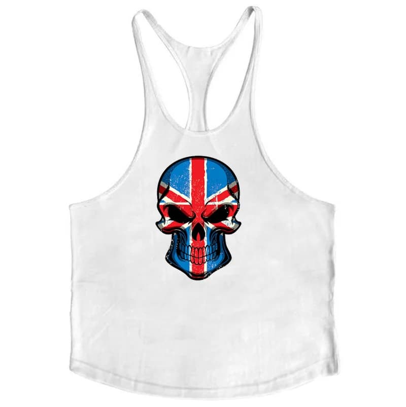 New Brand gym clothing men Fitness stringer tank top bodybuilding canottiere vest printed workout Y back undershirt
