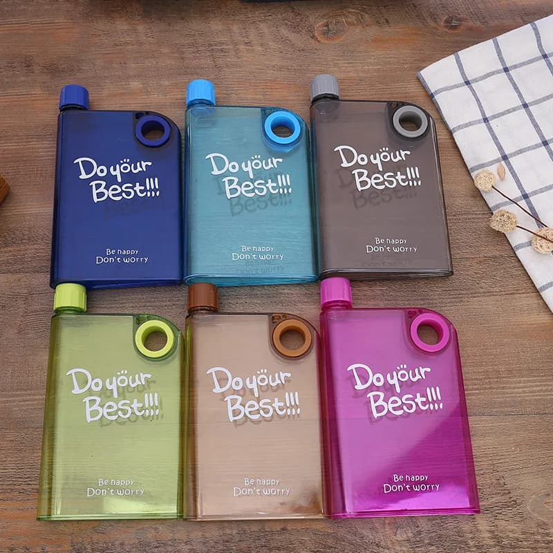 Borraccia creativo nuovo bollitore trasparente bollitore per libri portatile all'aperto fiaschetta in plastica taccuino per vino Botella in bottiglia Flexib