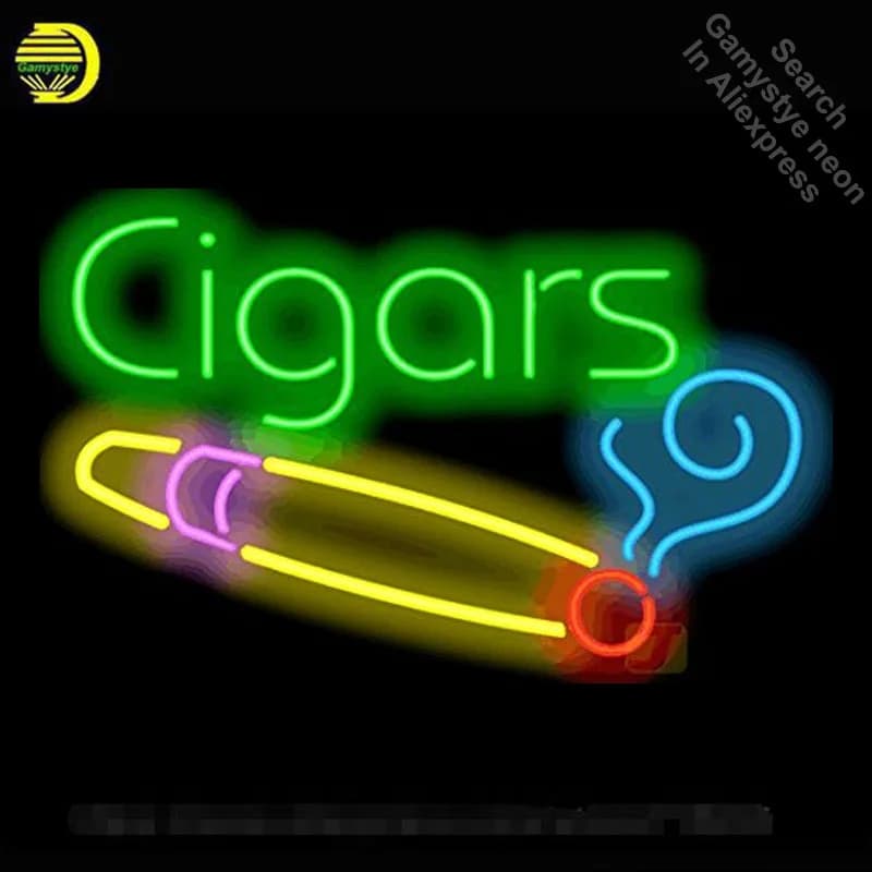 Insegna al neon per sigari Insegna al tubo al neon artigianale Negozio Decora Garage Negozio Espositori Decorazione della stanza Tubo di vetro Torcia al neon Insegna Art