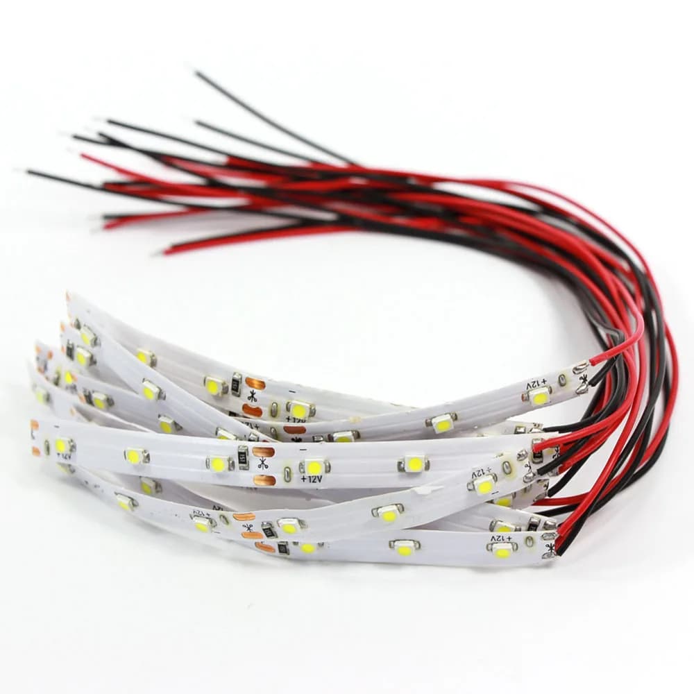 Evemodel 10 pezzi Pre-cablato bianco caldo bianco brillante 6-LEDs striscia lunga 10cm SMD LED 3528 luce autoadesiva DD07