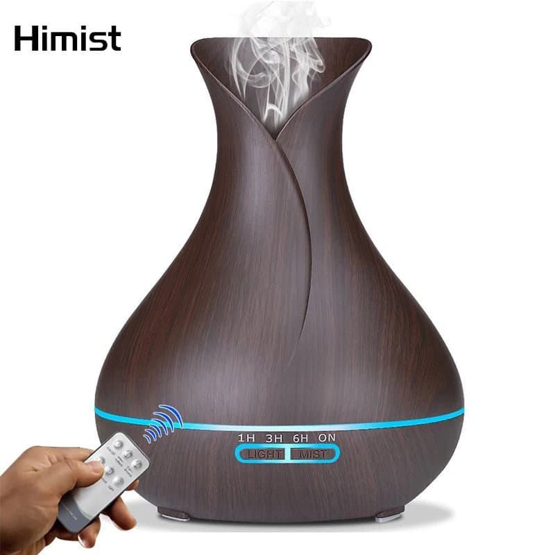 Aromaterapia Humificador diffusore di olio nebulizzatore ad ultrasuoni Fogger con lampada a LED grano di legno aria Aroma umidificatore Humificadores