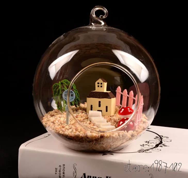 12 pz vetro terrario palla forma globo trasparente vaso appeso fiore piante d'aria contenitore Mini paesaggio fai da te matrimonio decorazione della casa