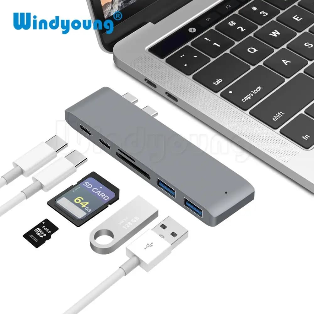 6 in 1 USB C Hub USB Tipo C Hub Adattatore Per MacBook Pro/Air M1 M2 2021 2020 2019 2018 Thunderbolt 3 PD USB 3.0 SD Lettore di Schede TF