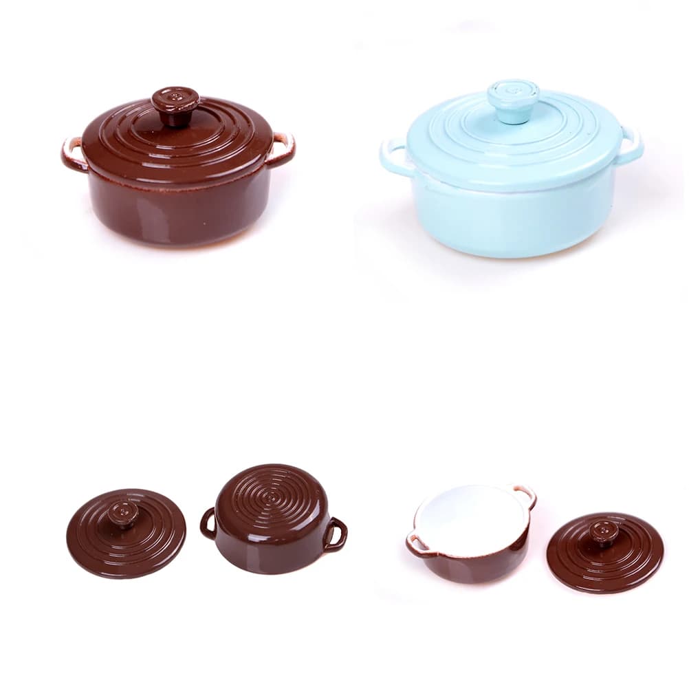 Miniature kitchen utensils for doll house in scale 1:12 kitchen items Mini pan boiler with lid accessories for doll houses play kitchen toy